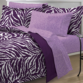 My Room Zebra Purple Ultra Soft Microfiber Comforter Sheet Set